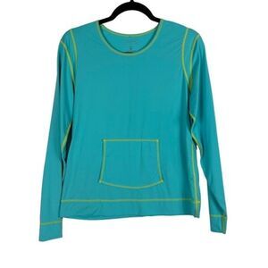 Athleta Long Sleeve Top Aqua Blue & Green L